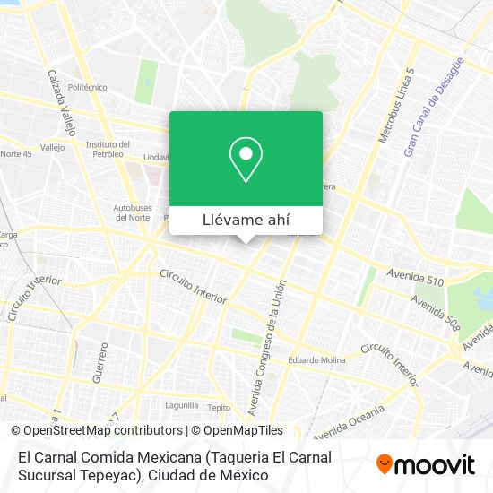 Mapa de El Carnal Comida Mexicana (Taqueria El Carnal Sucursal Tepeyac)