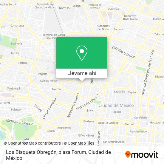 Mapa de Los Bisquets Obregón, plaza Forum