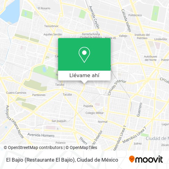 Mapa de El Bajío (Restaurante El Bajío)