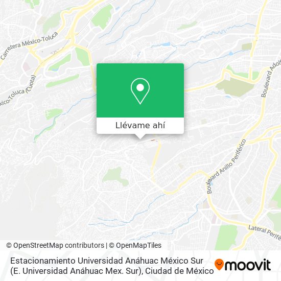 Mapa de Estacionamiento Universidad Anáhuac México Sur (E. Universidad Anáhuac Mex. Sur)