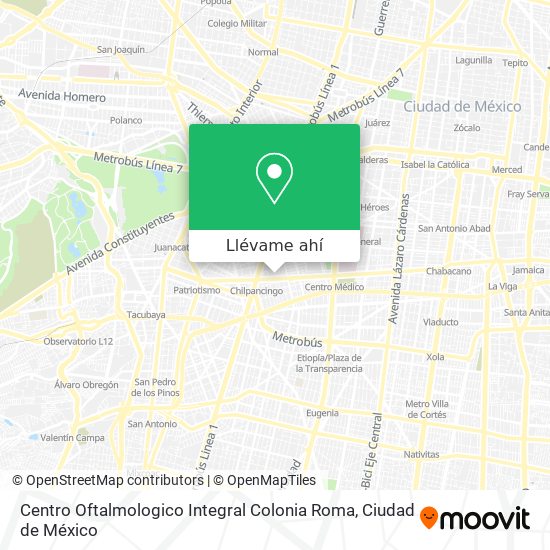 Mapa de Centro Oftalmologico Integral Colonia Roma