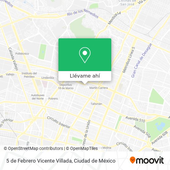 Mapa de 5 de Febrero Vicente Villada
