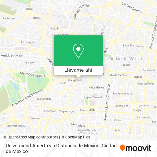 Mapa de Universidad Abierta y a Distancia de México