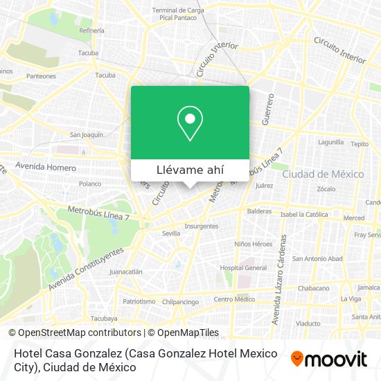 Mapa de Hotel Casa Gonzalez (Casa Gonzalez Hotel Mexico City)