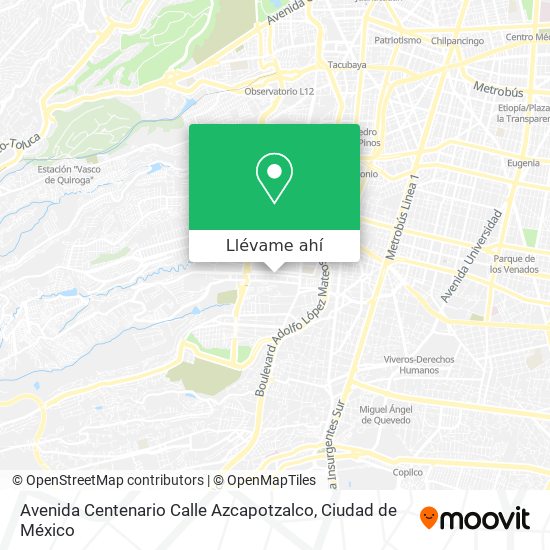 Mapa de Avenida Centenario Calle Azcapotzalco