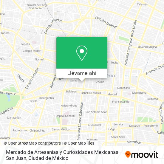Mapa de Mercado de Artesanías y Curiosidades Mexicanas San Juan