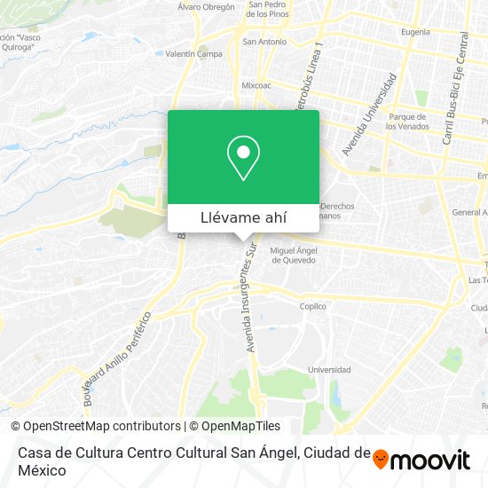 Mapa de Casa de Cultura Centro Cultural San Ángel