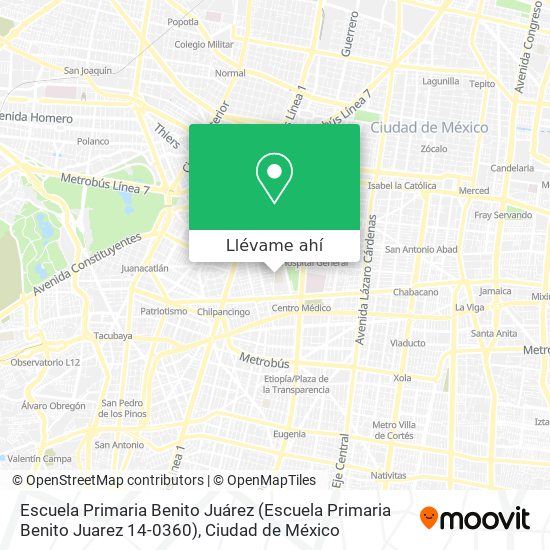 Mapa de Escuela Primaria Benito Juárez (Escuela Primaria Benito Juarez 14-0360)