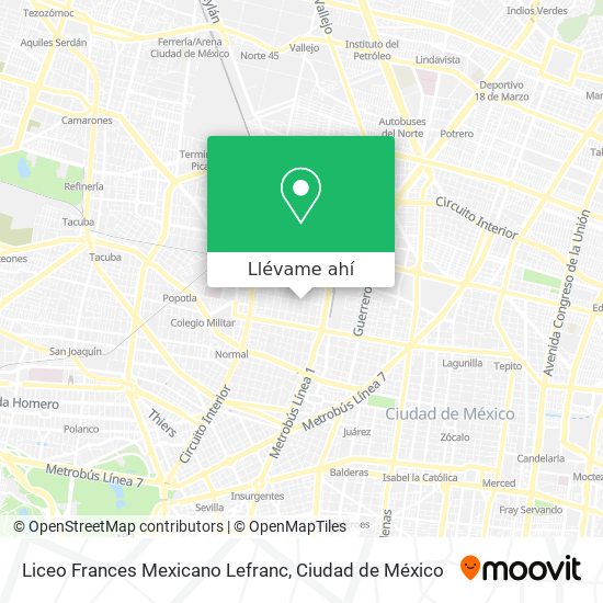 Mapa de Liceo Frances Mexicano Lefranc