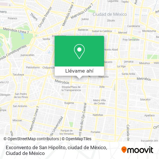 Mapa de Exconvento de San Hipolito, ciudad de Mèxico
