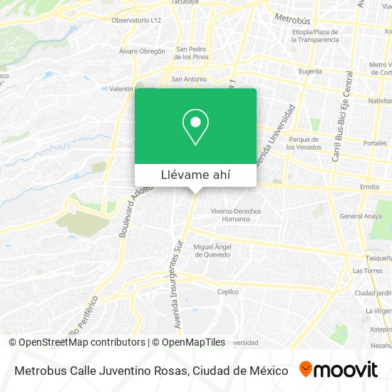 Mapa de Metrobus Calle Juventino Rosas