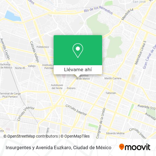 Mapa de Insurgentes y Avenida Euzkaro