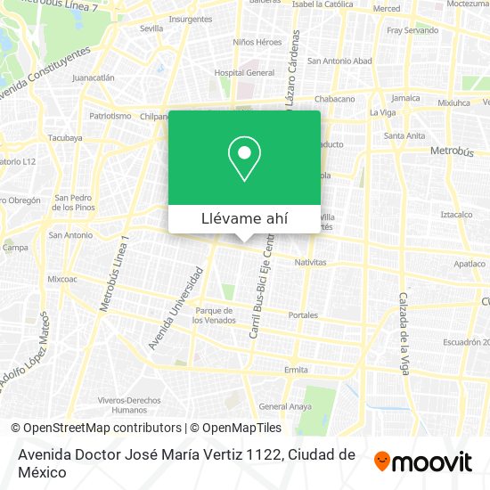 Mapa de Avenida Doctor José María Vertiz 1122
