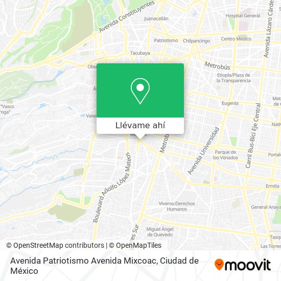 Mapa de Avenida Patriotismo Avenida Mixcoac
