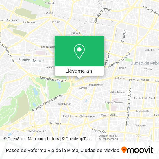 Mapa de Paseo de Reforma Río de la Plata