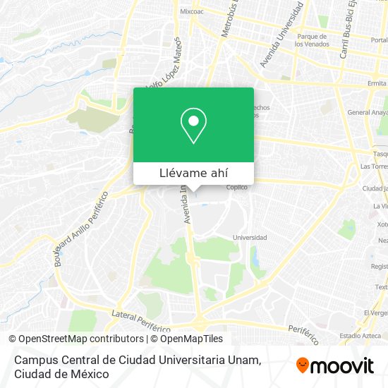 Mapa de Campus Central de Ciudad Universitaria Unam