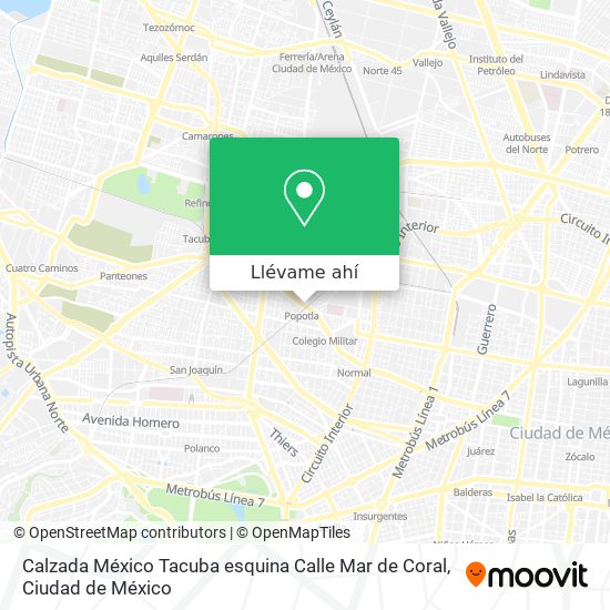 Mapa de Calzada México Tacuba esquina Calle Mar de Coral
