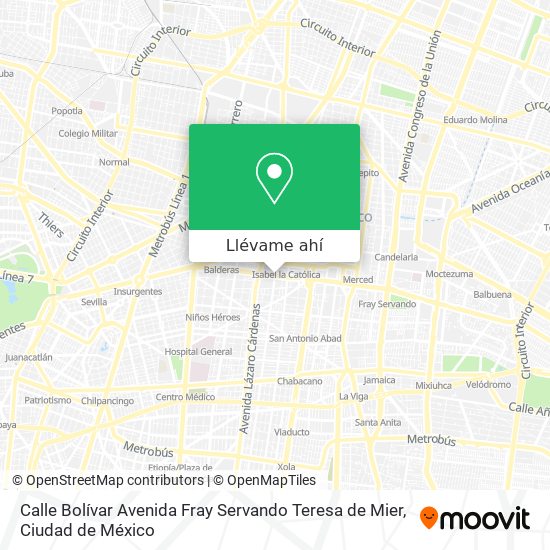 Mapa de Calle Bolívar Avenida Fray Servando Teresa de Mier