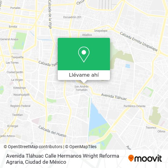 Mapa de Avenida Tláhuac Calle Hermanos Wright Reforma Agraria