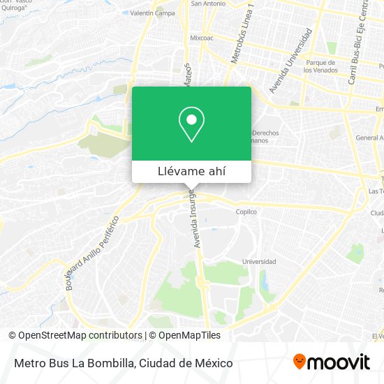 Mapa de Metro Bus La Bombilla