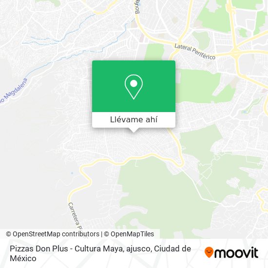 Mapa de Pizzas Don Plus - Cultura Maya, ajusco