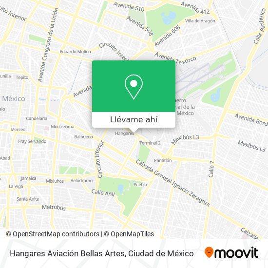 Mapa de Hangares Aviación Bellas Artes