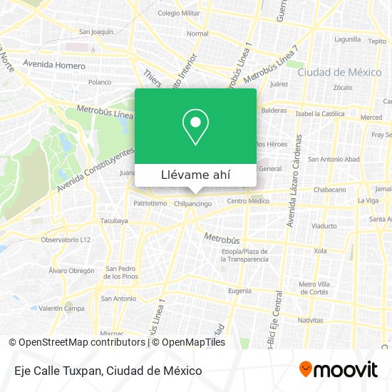 Mapa de Eje Calle Tuxpan