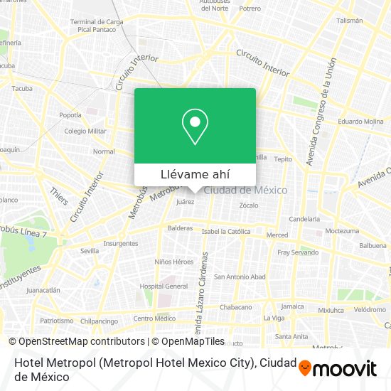 Mapa de Hotel Metropol (Metropol Hotel Mexico City)