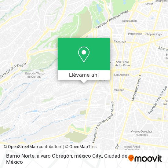 Mapa de Barrio Norte, alvaro Obregón, méxico City.
