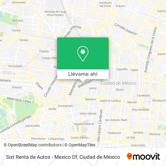 Mapa de Sixt Renta de Autos - Mexico Df