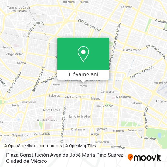 Mapa de Plaza Constitución Avenida José María Pino Suárez