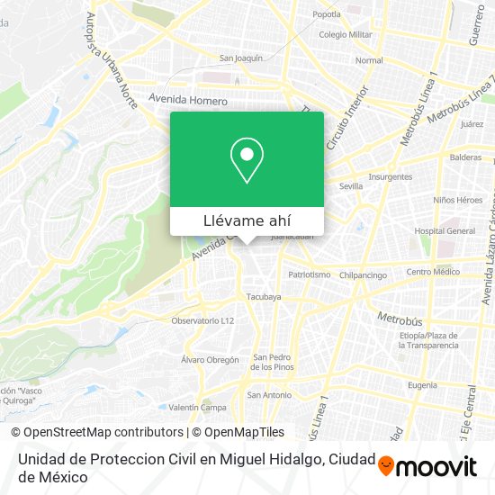Mapa de Unidad de Proteccion Civil en Miguel Hidalgo