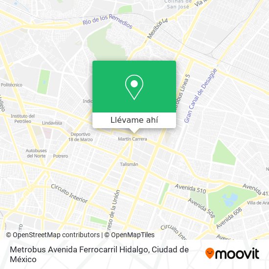 Mapa de Metrobus Avenida Ferrocarril Hidalgo