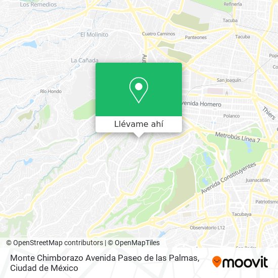 Mapa de Monte Chimborazo Avenida Paseo de las Palmas