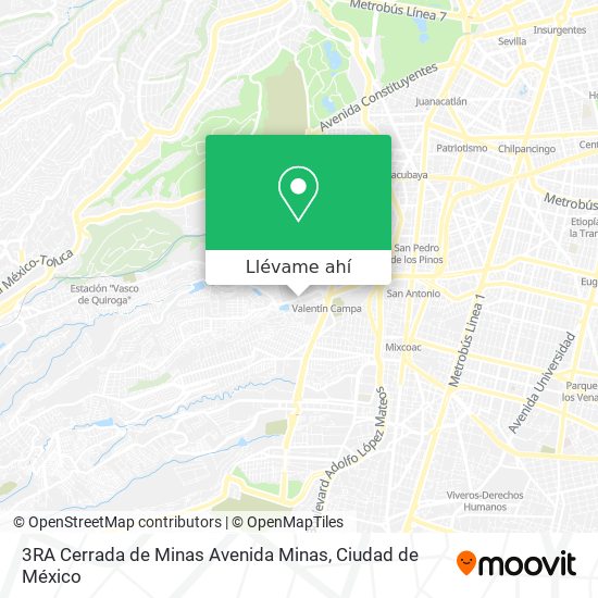 Mapa de 3RA Cerrada de Minas Avenida Minas