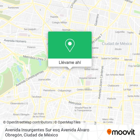 Mapa de Avenida Insurgentes Sur esq Avenida Álvaro Obregón