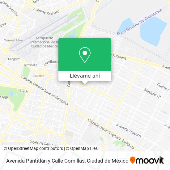 Mapa de Avenida Pantitlán y Calle Comillas
