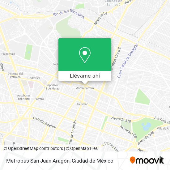 Mapa de Metrobus San Juan Aragón