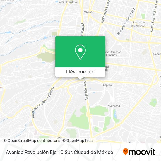 Mapa de Avenida Revolución Eje 10 Sur