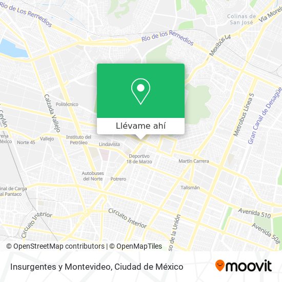 Mapa de Insurgentes y Montevideo