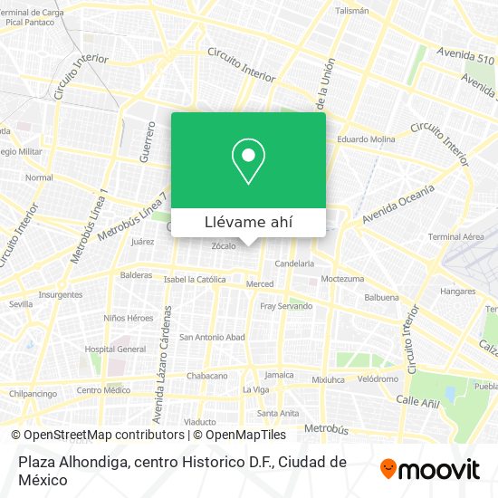 Mapa de Plaza Alhondiga, centro Historico D.F.