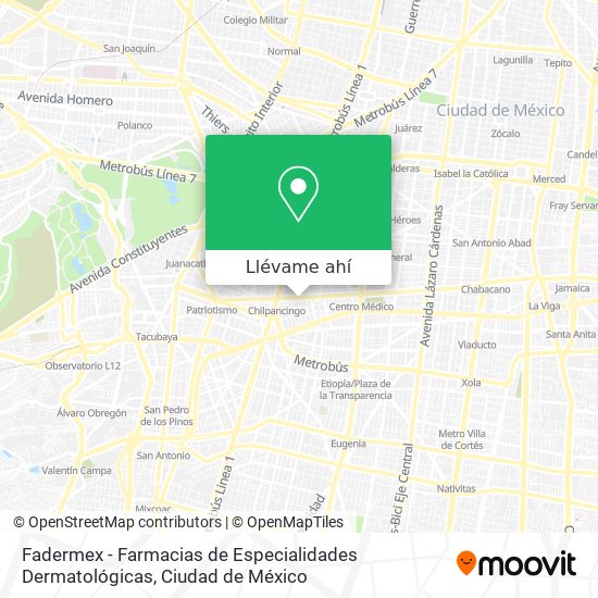 Mapa de Fadermex - Farmacias de Especialidades Dermatológicas