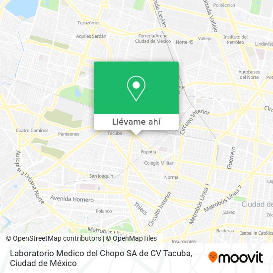 Mapa de Laboratorio Medico del Chopo SA de CV Tacuba