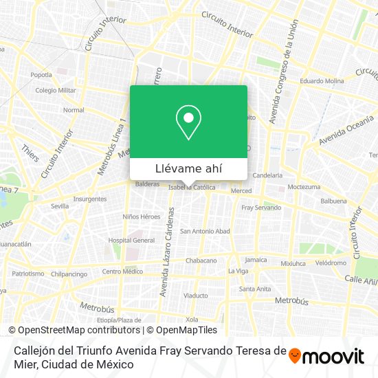 Mapa de Callejón del Triunfo Avenida Fray Servando Teresa de Mier