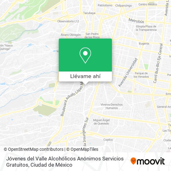 Mapa de Jóvenes del Valle Alcohólicos Anónimos Servicios Gratuitos