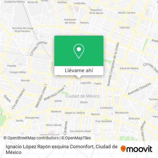 Mapa de Ignacio López Rayón esquina Comonfort