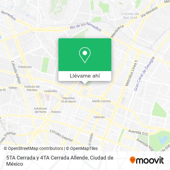 Mapa de 5TA Cerrada y 4TA Cerrada Allende