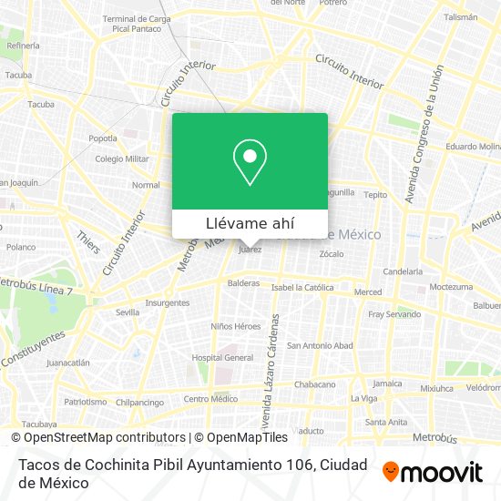 Mapa de Tacos de Cochinita Pibil Ayuntamiento 106