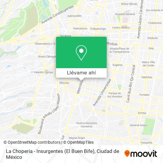 Mapa de La Chopería - Insurgentes (El Buen Bife)