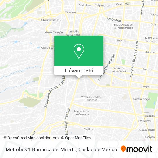 Mapa de Metrobus 1 Barranca del Muerto